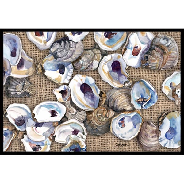 Carolines Treasures 18 x 27 in. Burlap Oyster Indoor Or Outdoor Mat 8734MAT - main